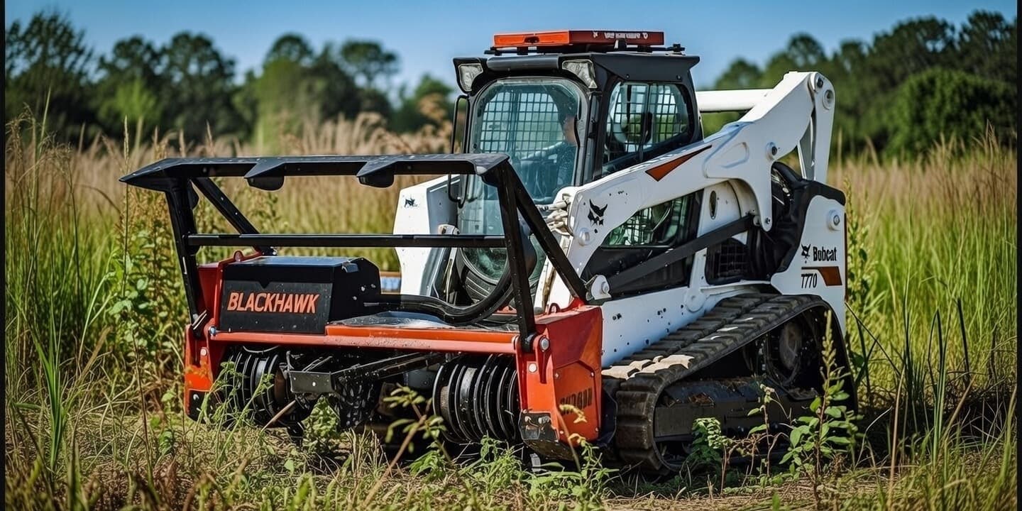 Bobcat T770 with Blackhawk forestry mulcher clearing land in South Carolina
